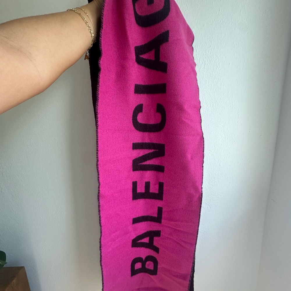 Balenciaga Pink and Dark Gray Scarf